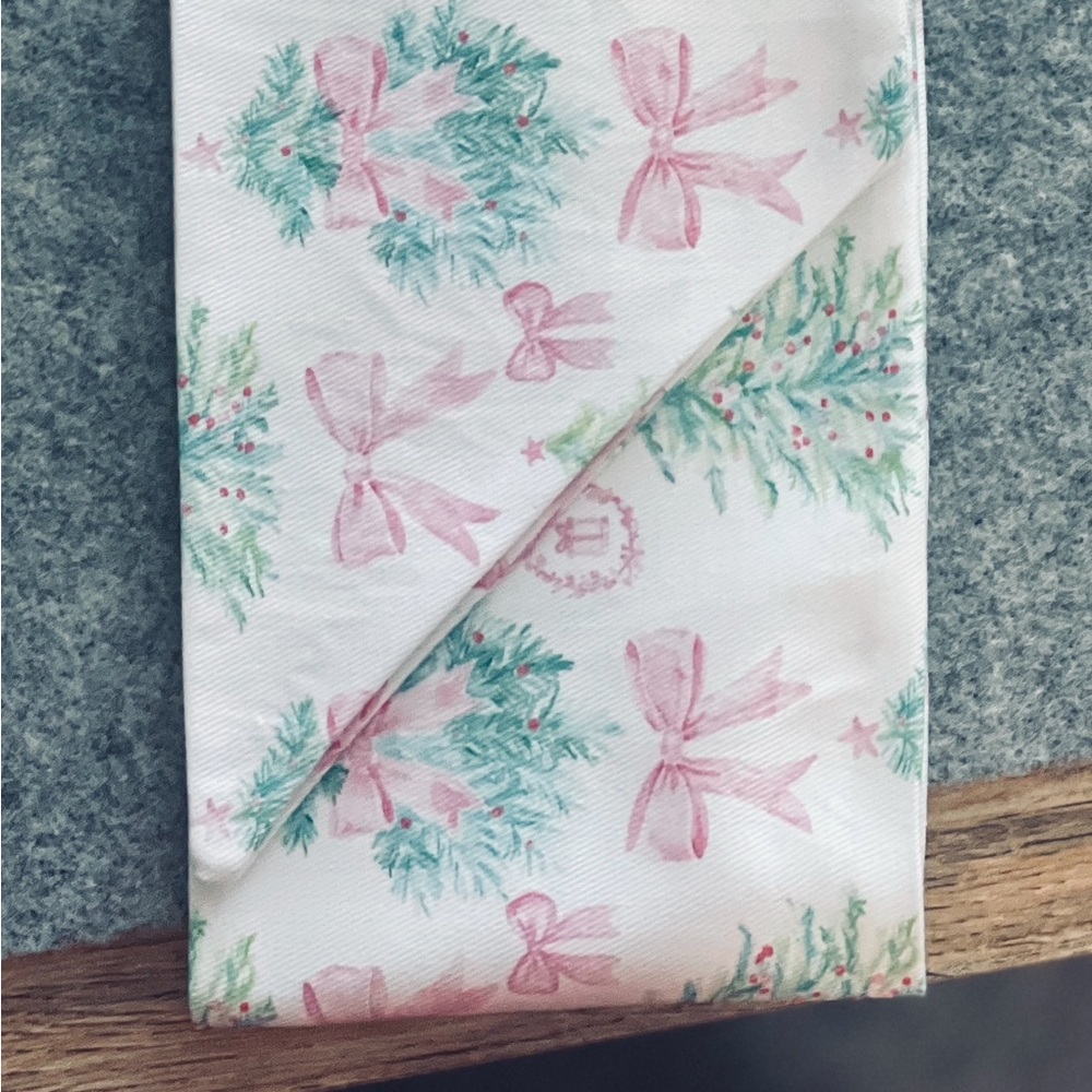 Festive Pink and Green Holiday Wreath Sash